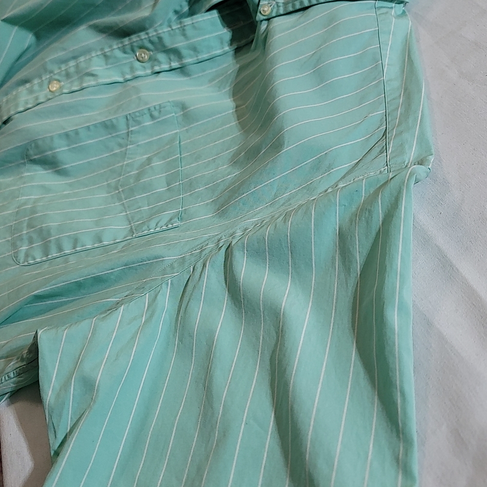 Ralph Lauren Mint Green Striped Casual Button Down Shirt